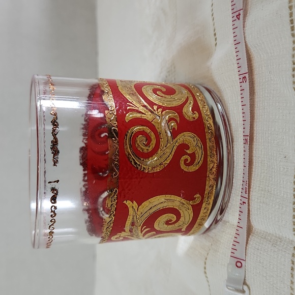 Culver Red with Gold Scroll Lowball Glasses Set of 5 - Picture 7 of 9